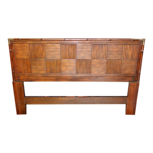 1970s Henredon Asian Tansu Style Queen Size Faux Bamboo Headboard