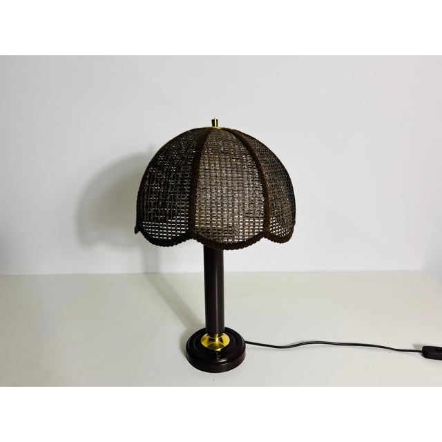 Midcentury Wooden Table Lamp in the style of Temde, circa 1970 For Sale - Image 11 of 12