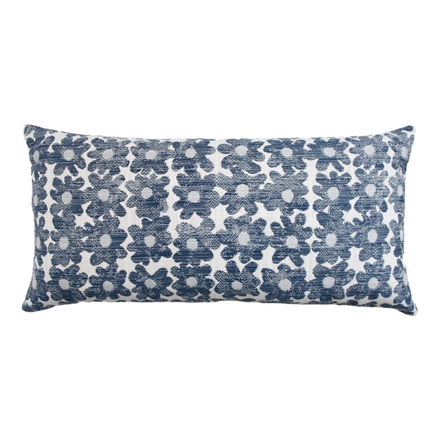Kevin O'Brien Daisy Navy 10 x 20" Performance Pillow For Sale
