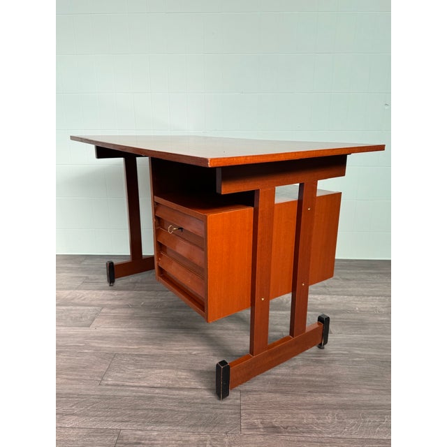 Mid-Century Modern Mid-Century Italian Teak Desk with Chest of Drawers, 1960s For Sale - Image 3 of 17