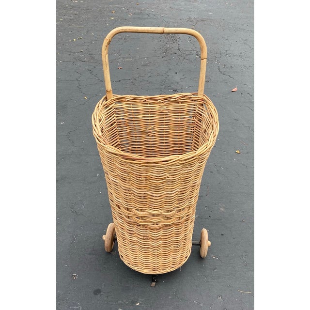 Charming vintage French country market cart dating back to the 1970s. Beautifully hand-woven from sturdy natural...