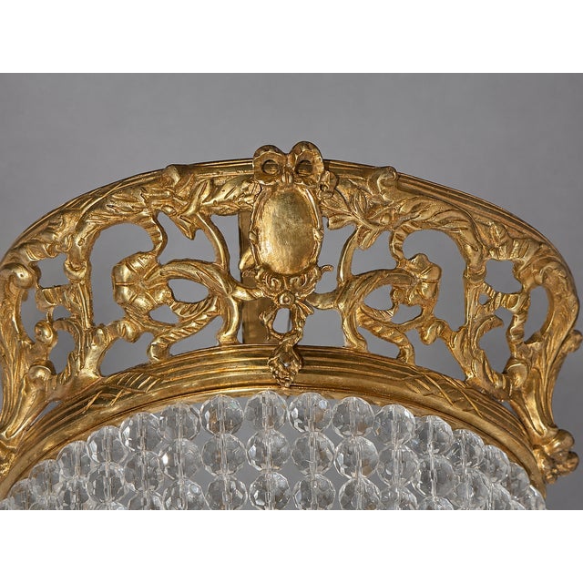 1970s Baroque Gold Bronze Crystal Chandelier Ceiling Lamp For Sale - Image 12 of 15