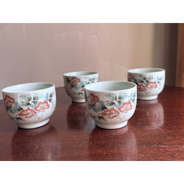 80s Japanese Floral Tea Pot and Cups For Sale - Image 9 of 16