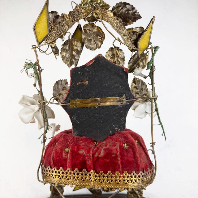 Antique French Napoleon III Ormolu Marriage Globe with Red Velvet Cushion Display, 1890s For Sale - Image 11 of 13
