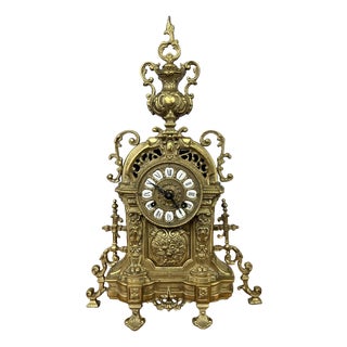 Vintage French Style Clock in Brass For Sale