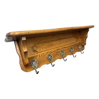 Vintage French Coat Rack in Oak For Sale