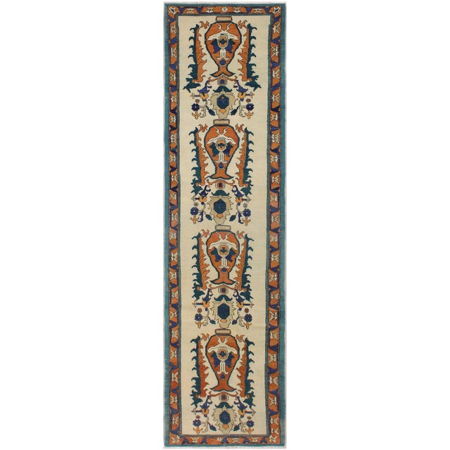 Boho Chic Ziegler Ivory/Rust Wool Runner Rug- 2'8'' X 10'4'' For Sale - Image 10 of 10