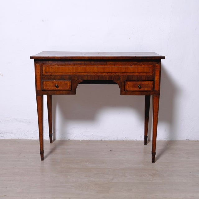 Louis XVI Style Wall-Mounted Writing Desk in Veneered and Inlaid Wood For Sale - Image 17 of 17