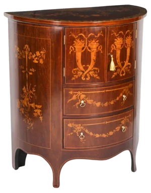 19th Century Victorian Marquetry Demi Lune Cabinet