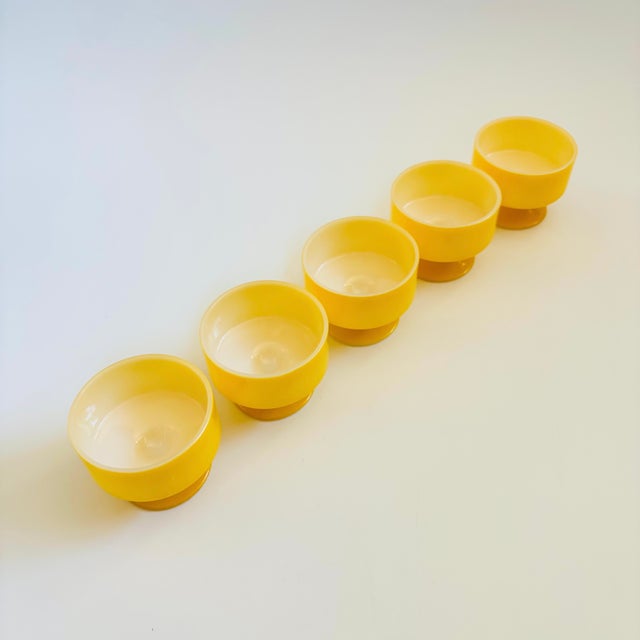 Mid 20th Century Mid 20th Century Mid Century Modern Yellow Milk Glass Coupes by Federal Glass - Set of 5 For Sale - Image 5 of 13