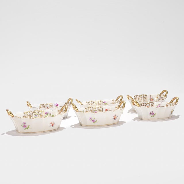 Rococo Early 20th Century Signed Richard Klemm Dresden Porcelain Condiment Serving Bowls - Set of 6 For Sale - Image 3 of 8