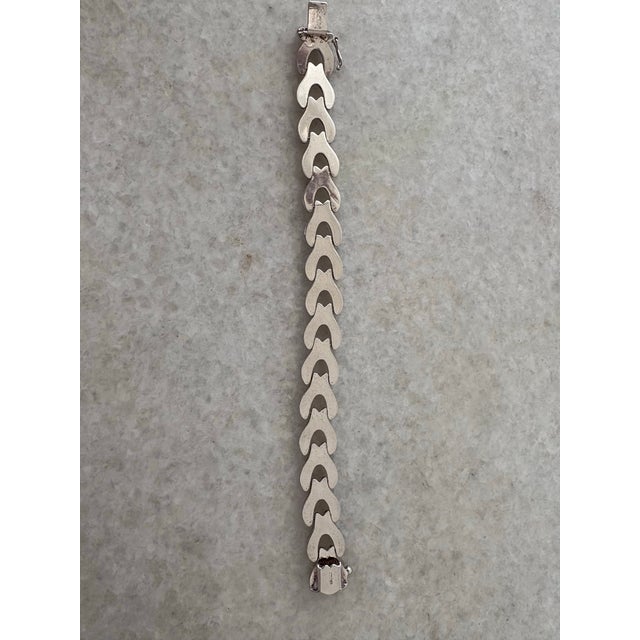 Contemporary Vintage Sterling Silver Wishbone Chain Link Wrap Bracelet - Stamped For Sale - Image 3 of 6