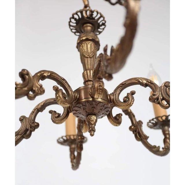 Small Six-Arm Brass Chandelier For Sale - Image 3 of 6