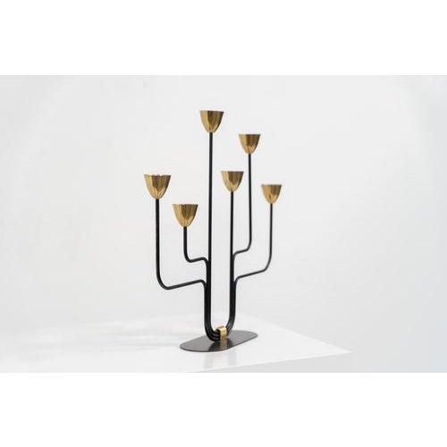 Gunnar Ander Candelabra in Brass and Metal by Gunnar Ander for Ystad-Metal For Sale - Image 4 of 7