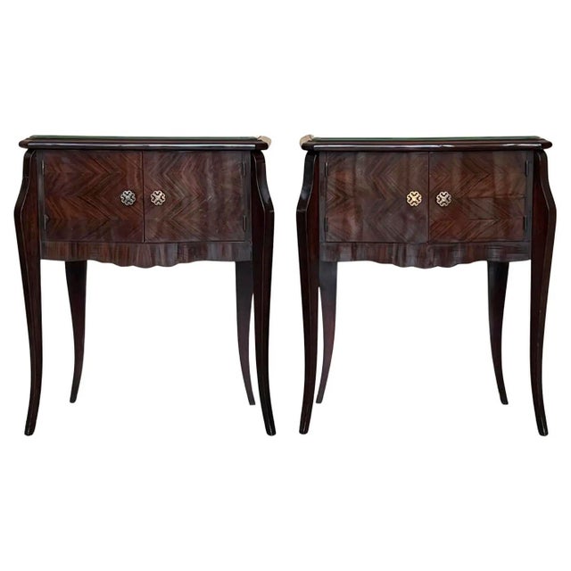 Early 20th Century Italian Art Deco Bedside Tables in Mahogany, 1960, Set of 2 For Sale - Image 14 of 14