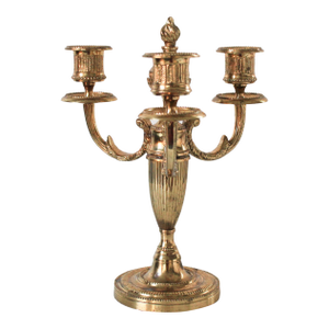Louis XVI Style Three Arm Brass Candelabra