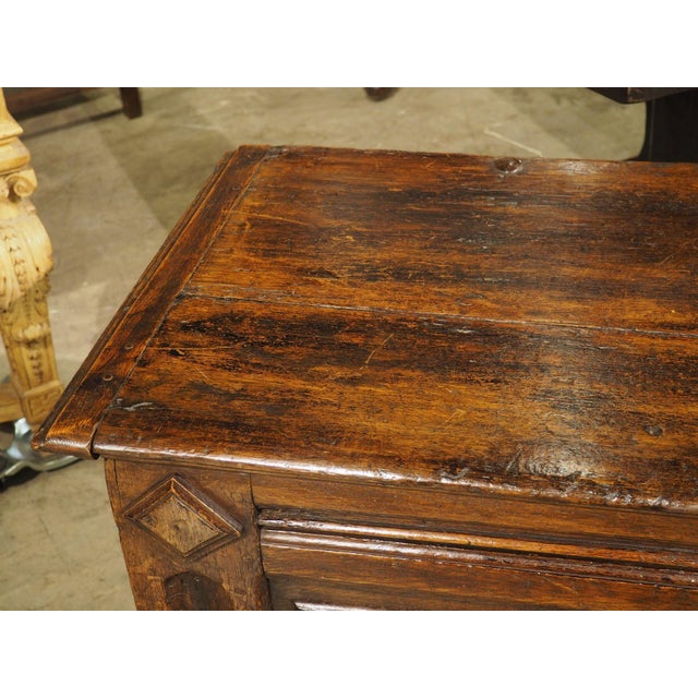 Elegant Antique Oak Lozenge Paneled Trunk From France, 18th Century For Sale - Image 11 of 18