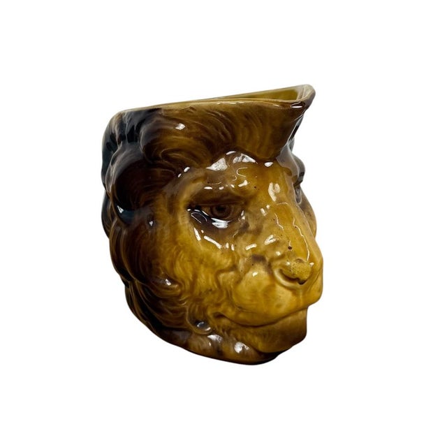Antique Sarreguemines Lion Head Creamer Jug, 1900 For Sale - Image 5 of 9