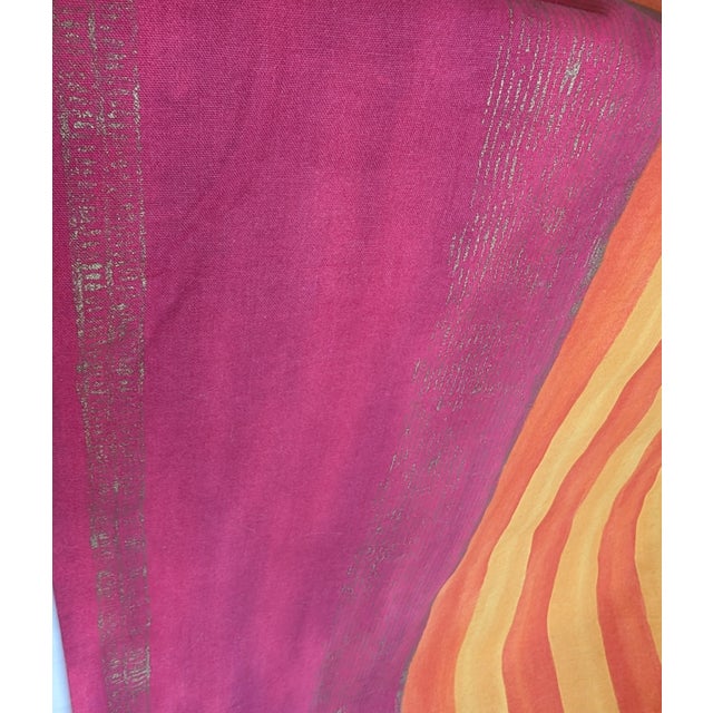 English Designers Guild Kesari Fabric | Discontinued Sunset Stripe Cotton | Pink Orange For Sale - Image 3 of 18