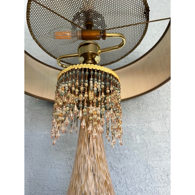 1970s Vintage Hollywood Regency Gatsby Style Beaded Lamp For Sale - Image 5 of 10