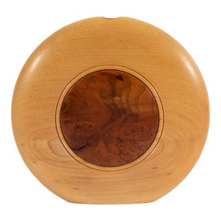 Derek Andrews Signed 2008 Maple and Black Cherry Wooden Vase For Sale
