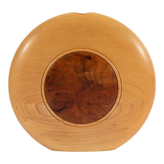 Derek Andrews Signed 2008 Maple and Black Cherry Wooden Vase For Sale