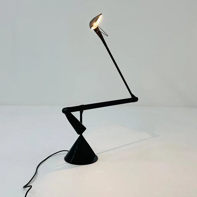 Black Aluminum Zelig Table Lamp by Walter A. Monici for Lumina, 1980s For Sale - Image 3 of 10