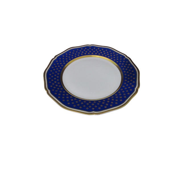 Limoges, France 1920's Ceralene Malmaison Raynaud Limoges France Cobalt and Gold Star Lunch Plate Rooster Mark For Sale - Image 4 of 7