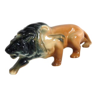 Vintage Robinson Ransbottom "Prowling Lion" Art Pottery Sculpture For Sale
