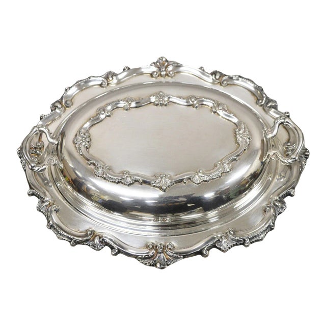 Victorian Style Silver Plated Lidded Ornate Serving Dish Bristol Silver by Poole For Sale