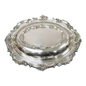 Victorian Style Silver Plated Lidded Ornate Serving Dish Bristol Silver by Poole