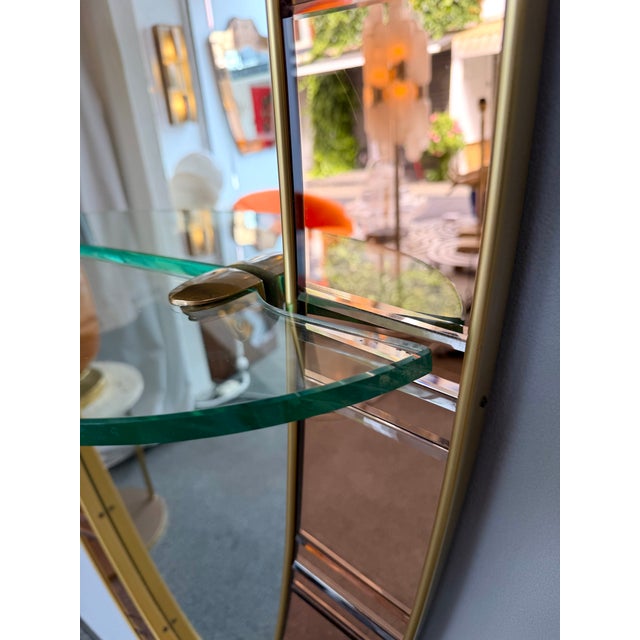 Mid-Century Modern Extra large full-length mirror with console in pink copper mirror glass with gilt brass frame by the...