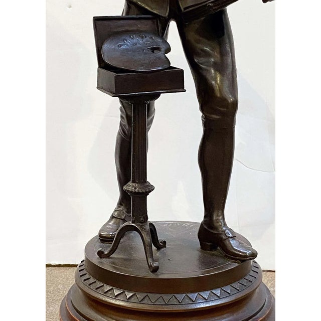 Wood Large French Bronze Spelter Figure of an Artist, After Mathurin Moreau For Sale - Image 7 of 13