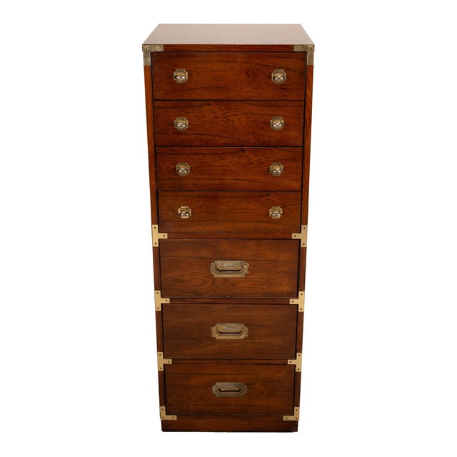 A sleek and versatile vintage Campaign-style lingerie chest by Bernhardt, dating to the 1970s. This tall and narrow...