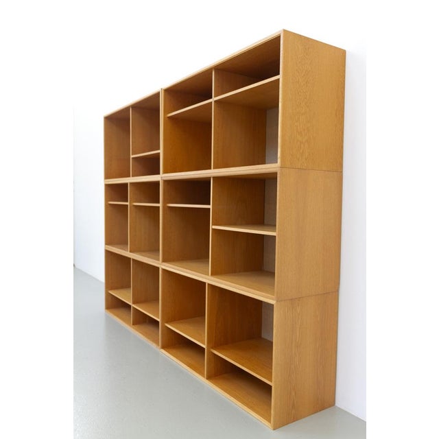 Tan Danish Modern Modular Oak and Hessian Bookcase from HG, 1970s, Set of 6 For Sale - Image 8 of 18