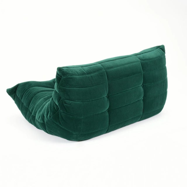 Togo Loveseat in Emerald Corduroy - Original Vintage Ligne Roset For Sale - Image 10 of 10