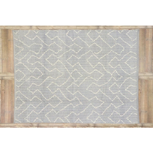 Dove Gray Contemporary Moroccan Style Rug, 08'00 X 10'07 For Sale - Image 8 of 9