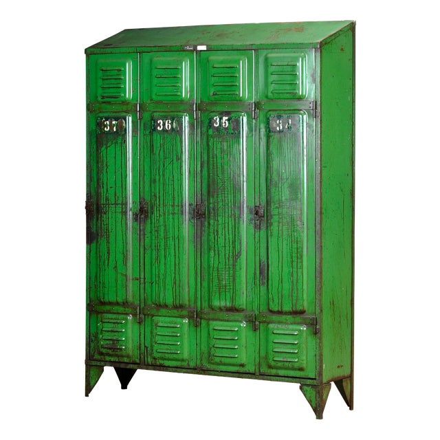 Vintage Industrial Green Locker, 1950s For Sale