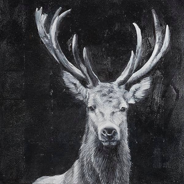 Contemporary Deer II Collective Bap Vietnam Art Large-Scale Black White Wildlife Portrait For Sale - Image 3 of 11