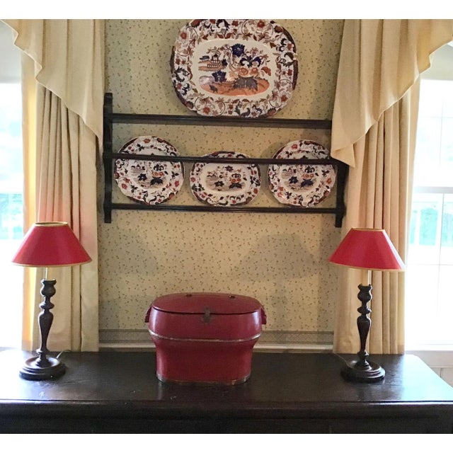 Vintage Chinese Red Painted Wooden Box With Lid & Brass Hardware For Sale - Image 9 of 10
