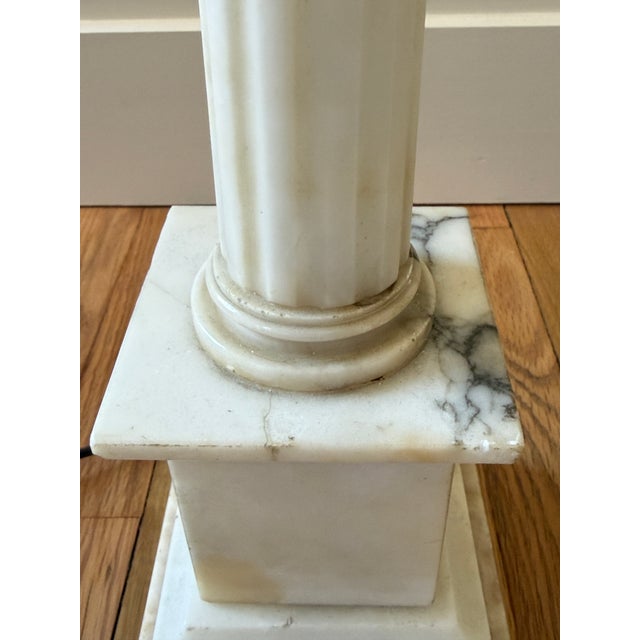 Vintage Alabaster Column Lamp Pair For Sale - Image 10 of 18