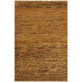 1990s Modern Gabbeh Tan/Rust Wool Area Rug -3'10 X 5'9 For Sale