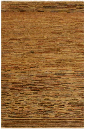 1990s Modern Gabbeh Tan/Rust Wool Area Rug -3'10 X 5'9