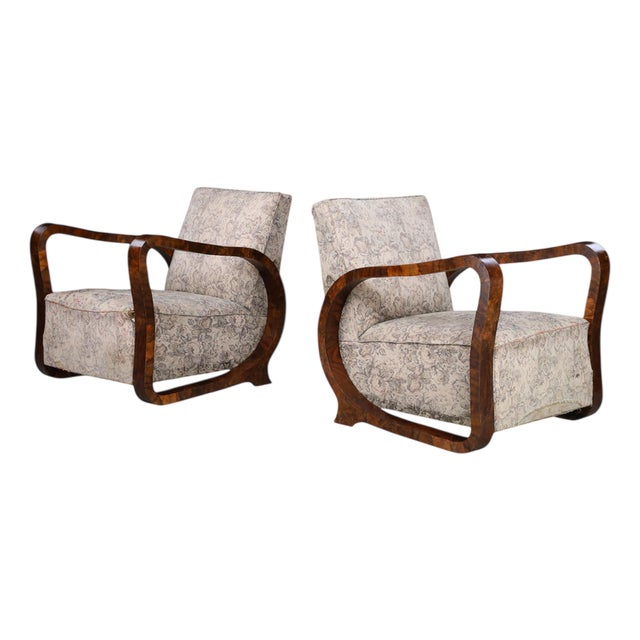 Italian Art Deco Sculptural Burl Wood Chairs, 1920s, Set of 2 For Sale