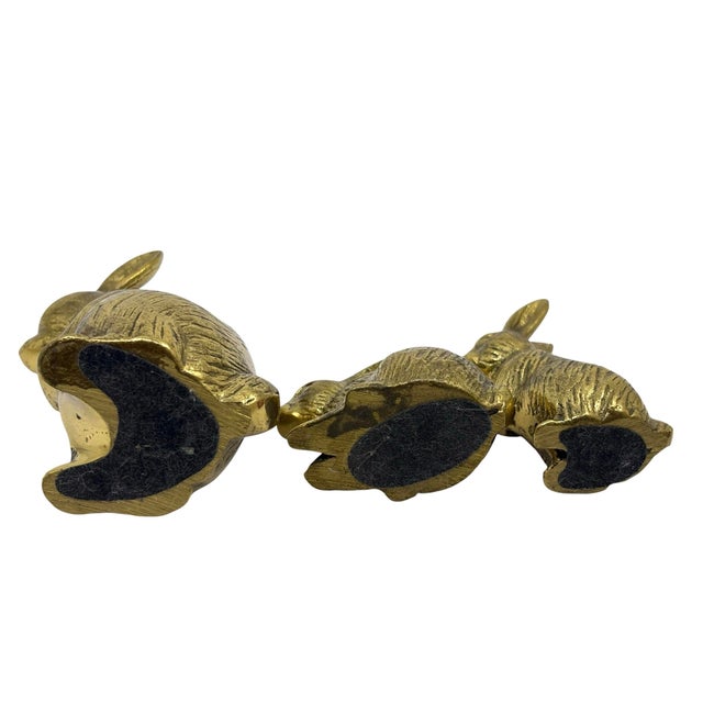 Late 20th Century Vintage Bunny Rabbit Brass Figurines - A Set of 3 For Sale - Image 5 of 5