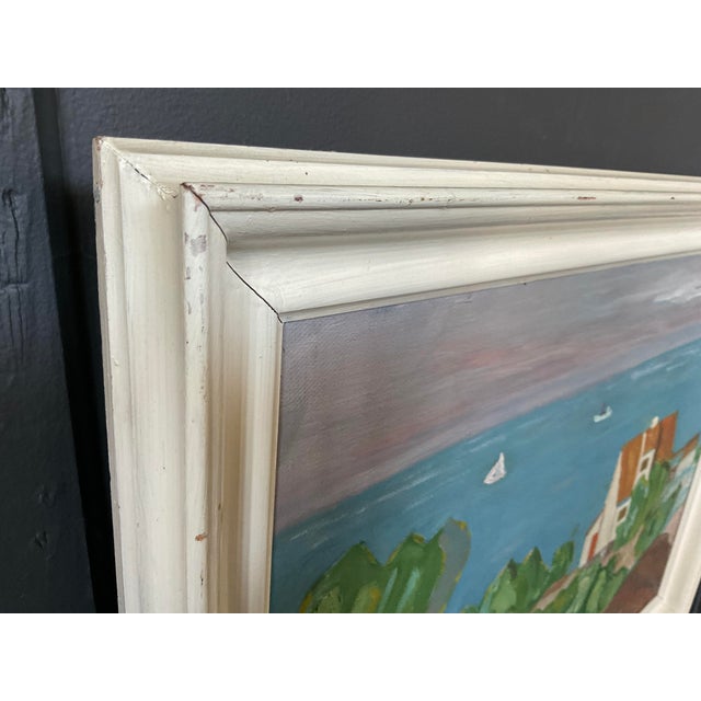Mid 20th Century Mid 20th Century Scandinavian Shoreline Landscape Original Acrylic on Canvas For Sale - Image 5 of 17