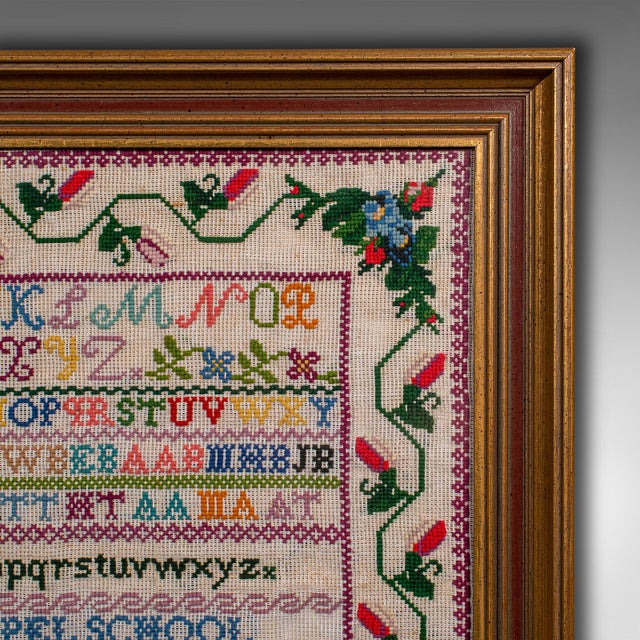 Late 19th Century 1884's Antique School Sampler For Sale - Image 5 of 10