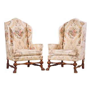 Baker Stately Homes Collection Mahogany Winged Throne Chairs - Pair For Sale