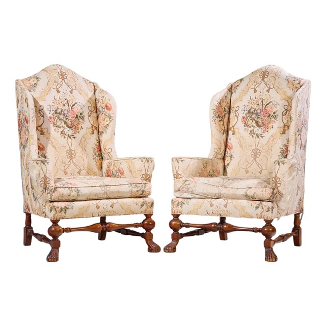 Baker Stately Homes Collection Mahogany Winged Throne Chairs - Pair For Sale