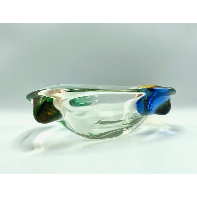Blue Art Glass Rhapsody Bowl attributed to Frantisek Zemek for Sklarna Mstisov, 1960s For Sale - Image 8 of 9